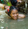 Women Mentawai tribe fishing.